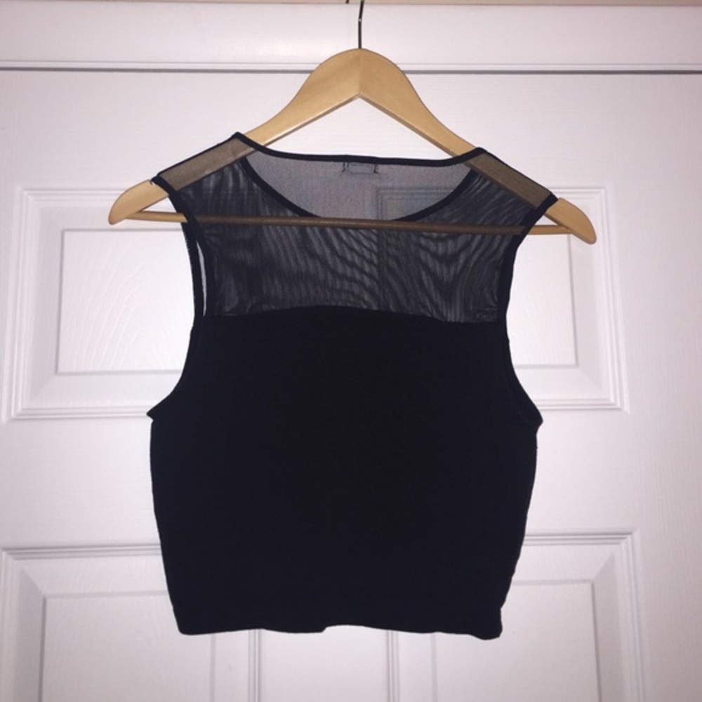 Cute mesh black crop top