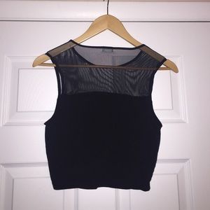Cute mesh black crop top