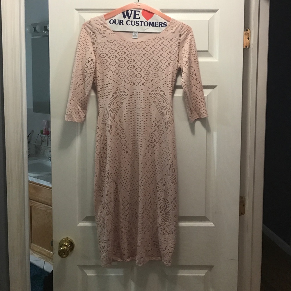Baby pink with cut out design midi dress