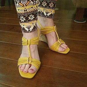 Women's gold high-heeled sandals