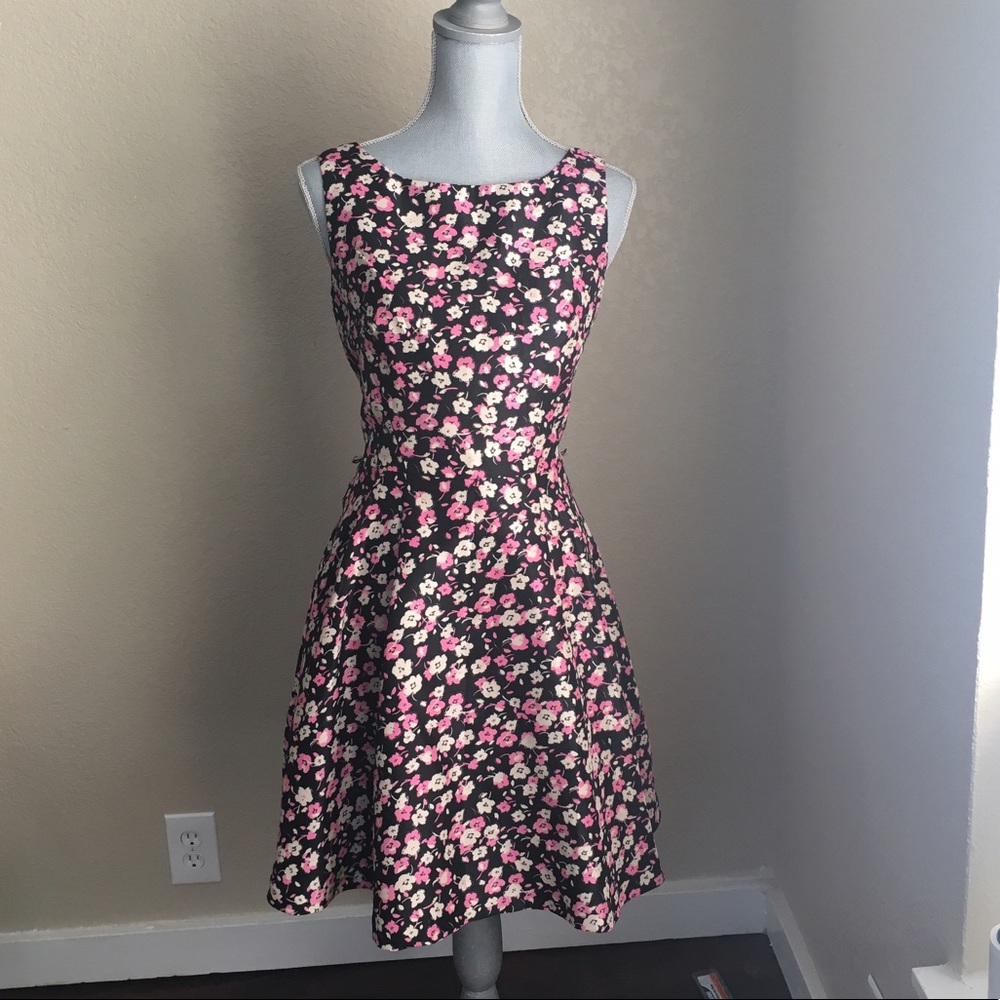 Black Floral Vintage Style Dress/ spring dress