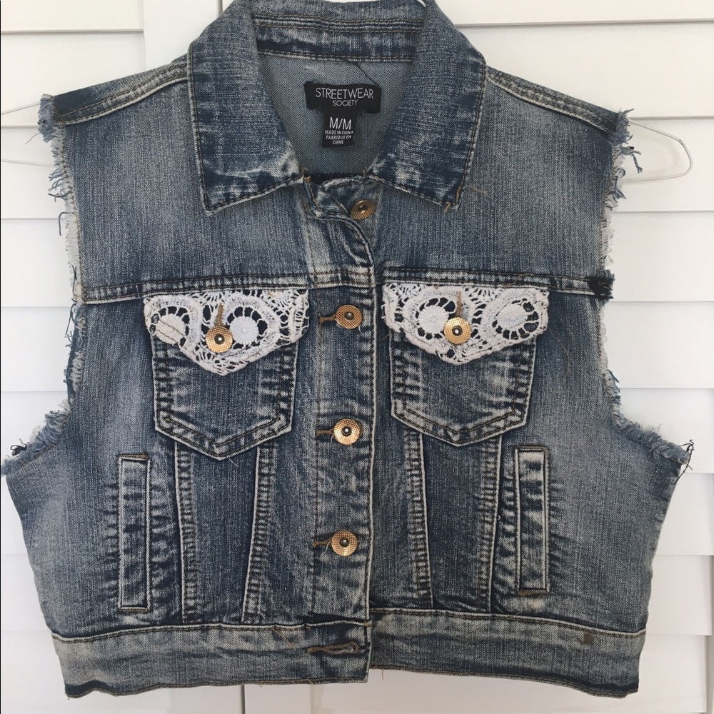 "Lacy Pocket" Jeans Top