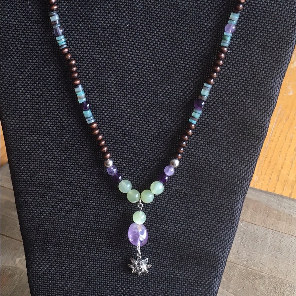 Multi Gemstone Beaded Necklace- Boho Style - Picture 4 of 6