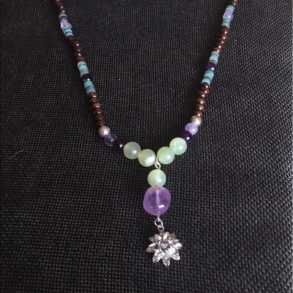 Multi Gemstone Beaded Necklace- Boho Style - Picture 5 of 6
