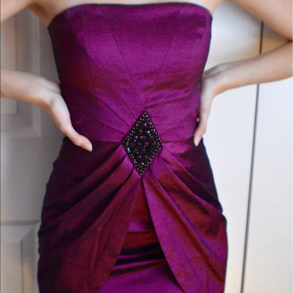 Purple Strapless Formal Dress
