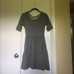 Grey dress with a pop of pink!