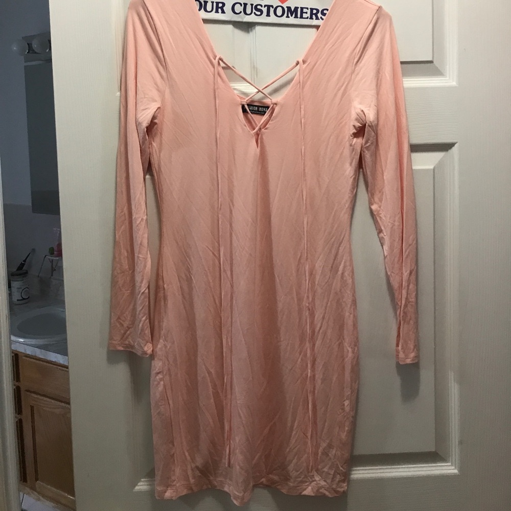 Fashion nova crisscross pink mini dress