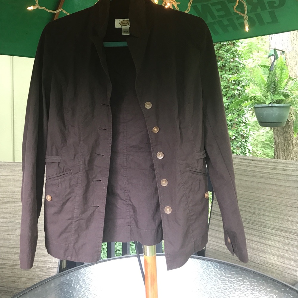 Dark brown button up pea coat