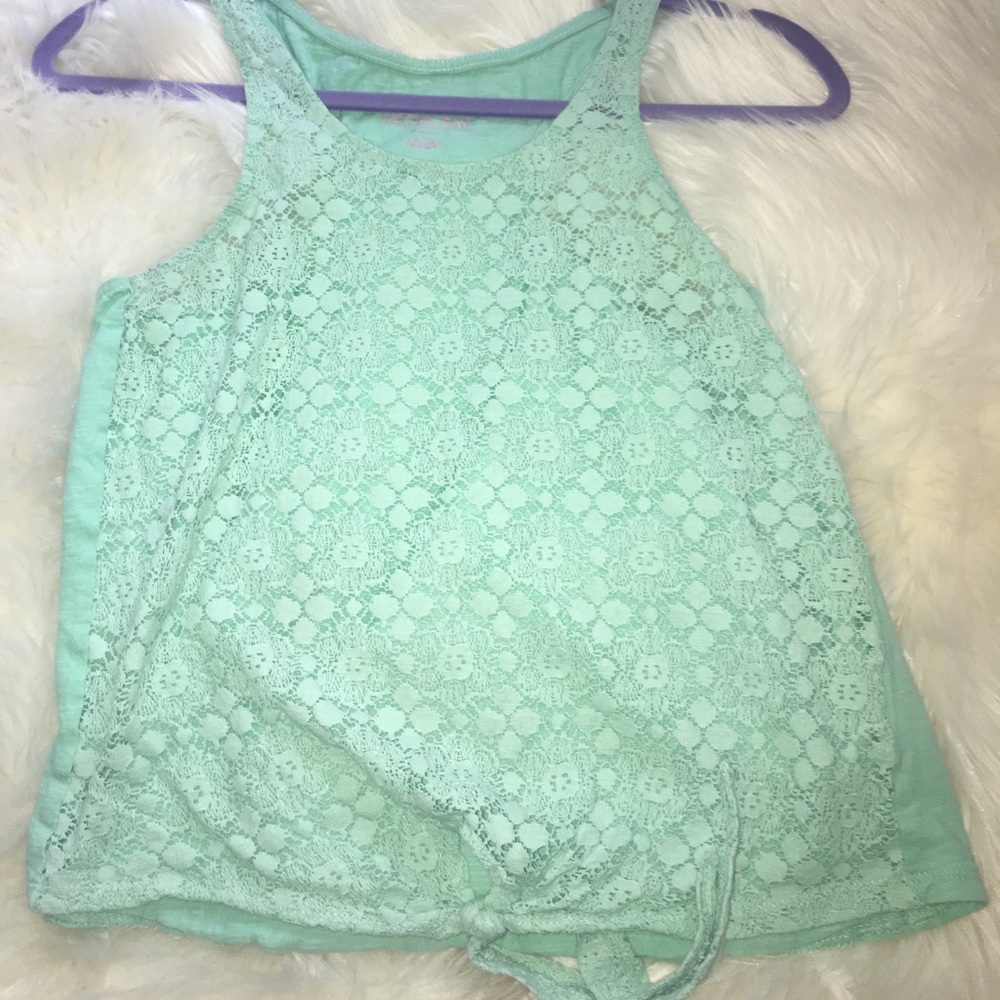 Teal lace crop top