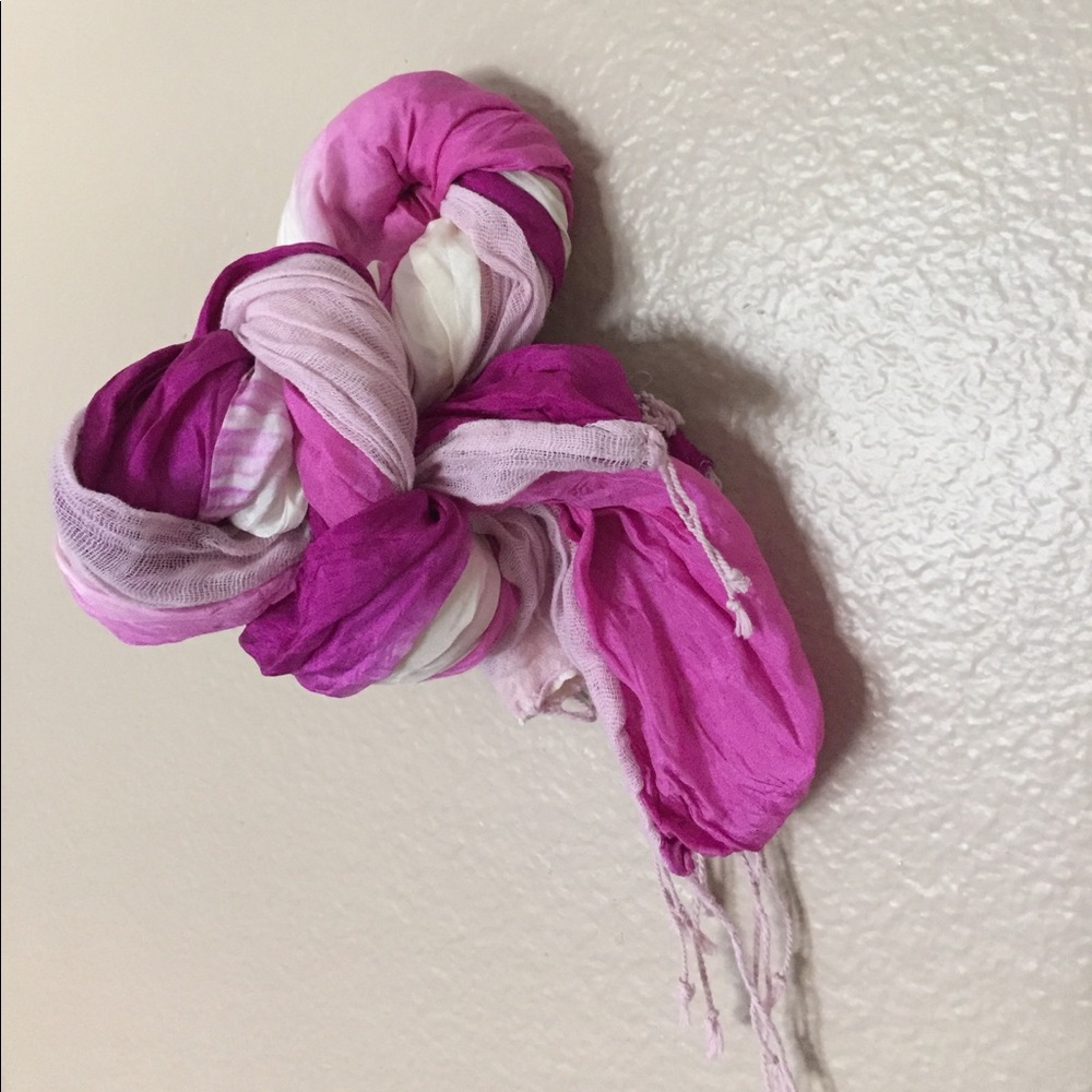 Fuschia and Pink Silk Tie-Dye Scarf