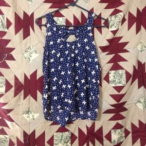 Blue bow flowy tank