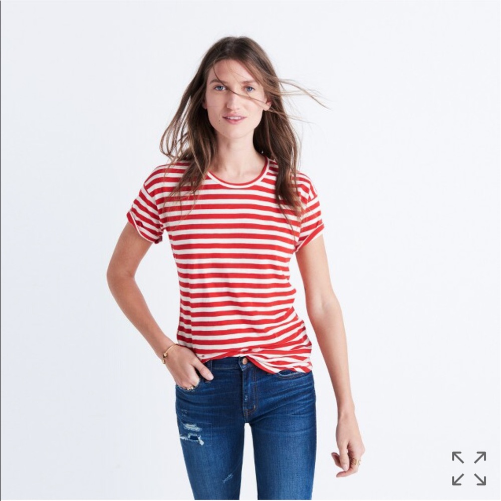 Whisper Cotton Crew Neck T in Sammie Stripe