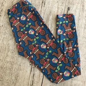 Lularoe Tween Gingerbread man leggings