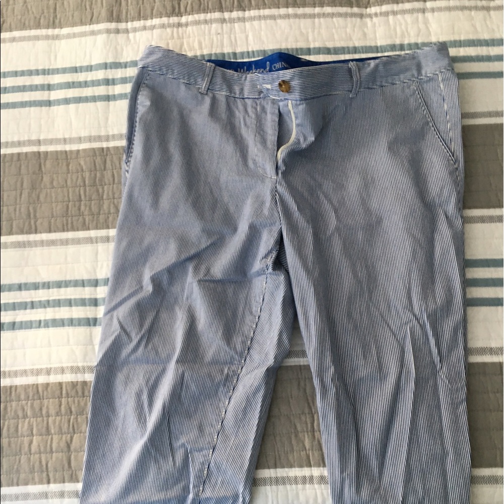 Talbots blue striped cropped pants