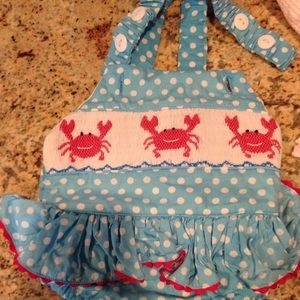 Swanky southern Kids smocked crab bathing suit