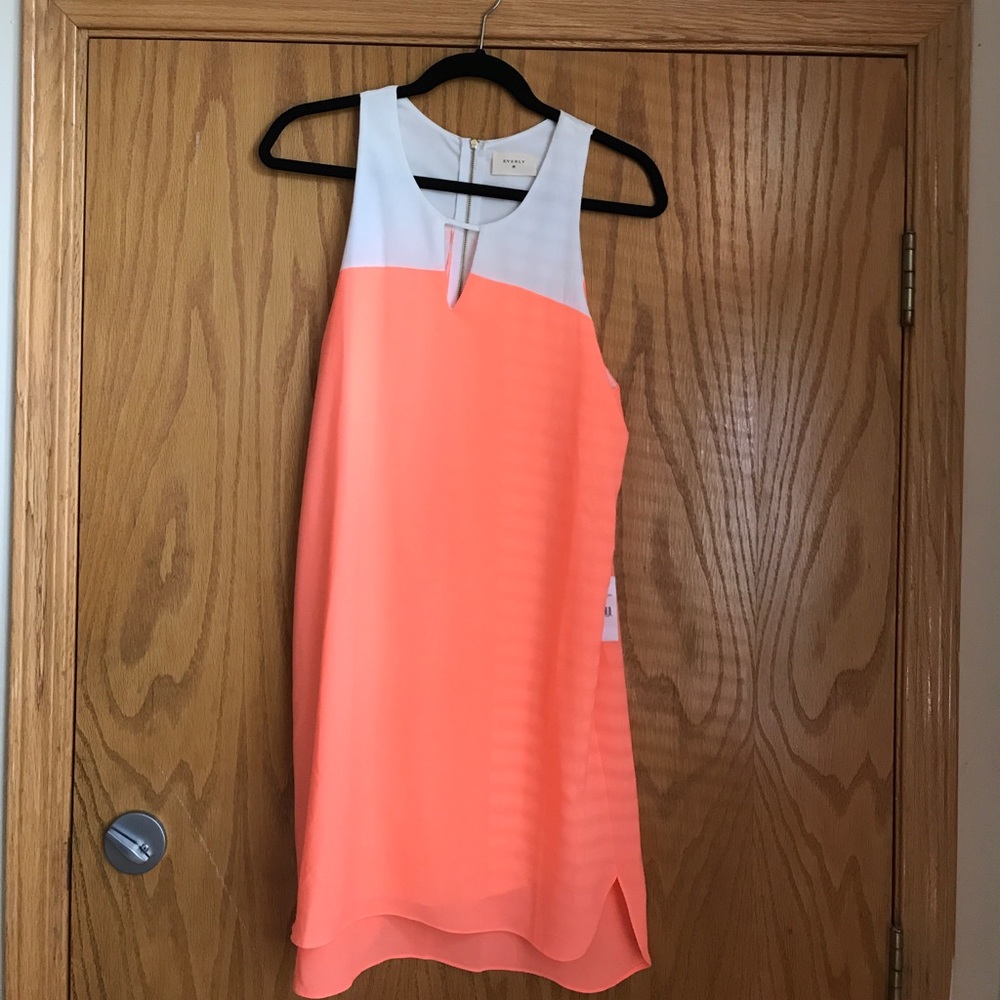 BRAND NEW W TAGS coral and white shift dress