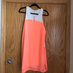 BRAND NEW W TAGS coral and white shift dress