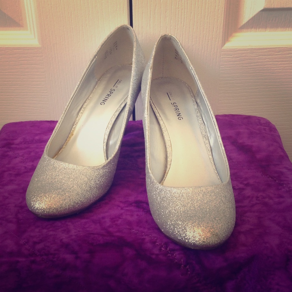 Silver sparkle heels