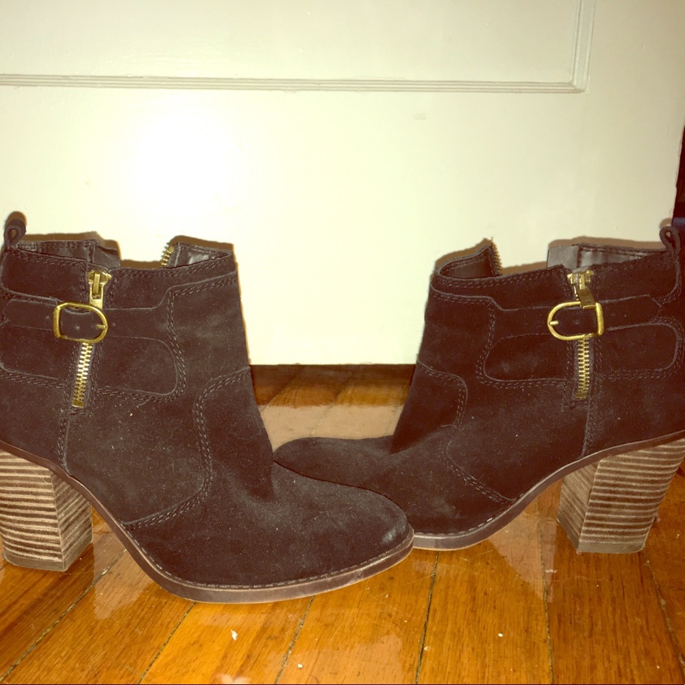 Lucky brand, suede black booties! Like new!