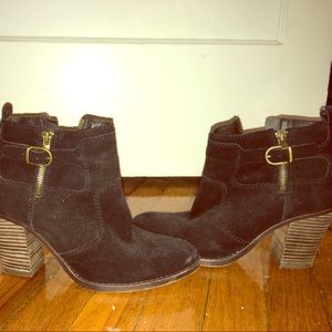 Lucky brand, suede black booties! Like new!