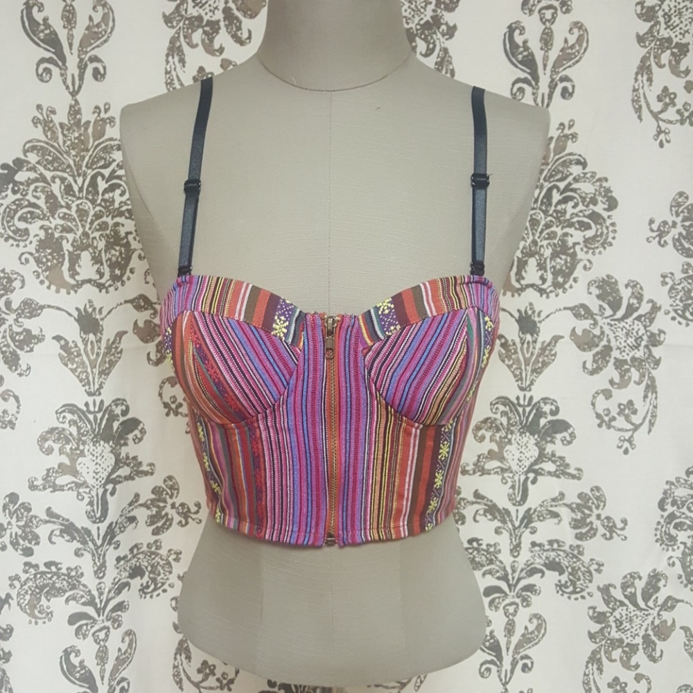 Tribal print cropped bustier top