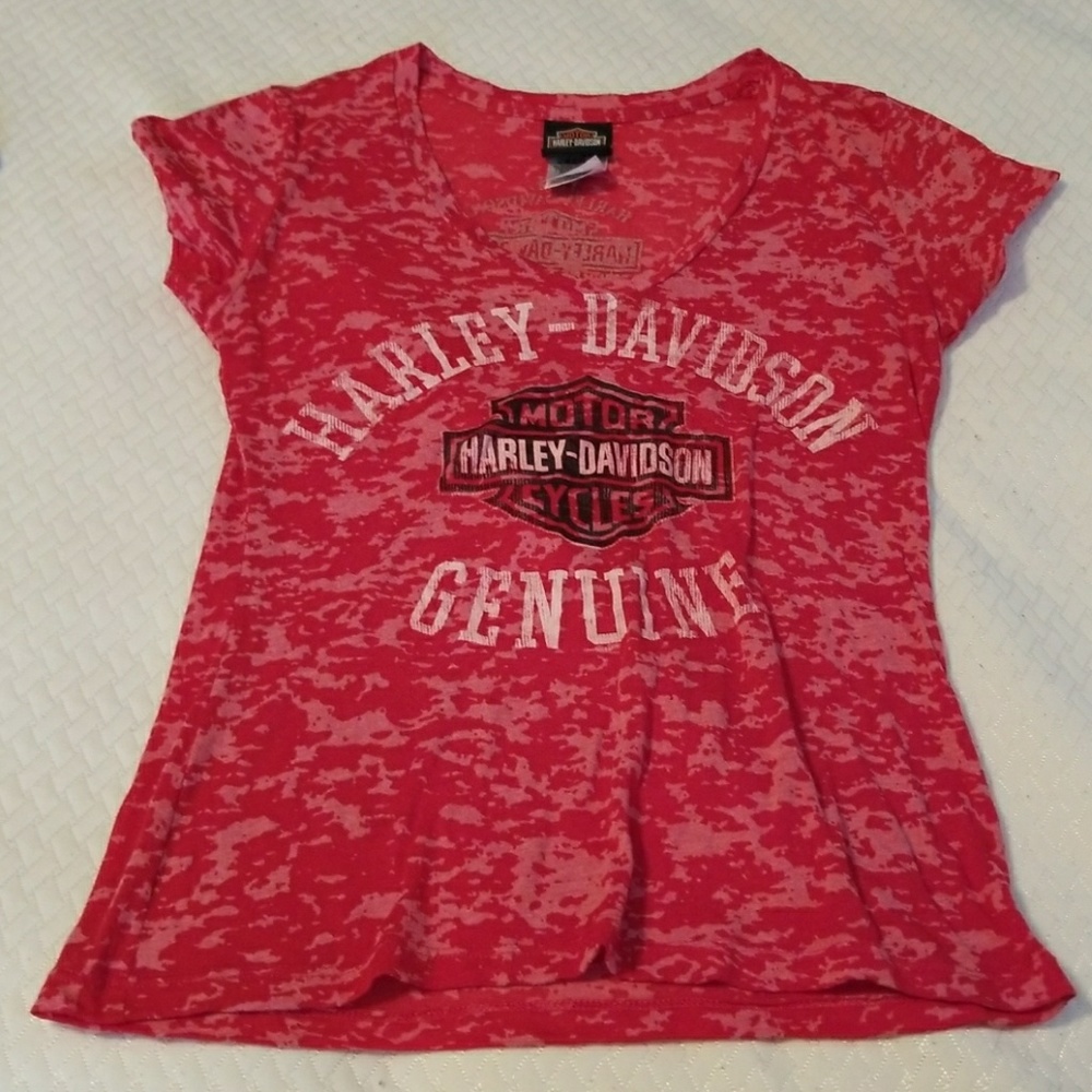Ladies red burntout t-shirt