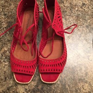 Jeffery Campbell laser cut out small wedge sandal