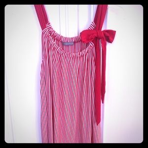Red and white striped top