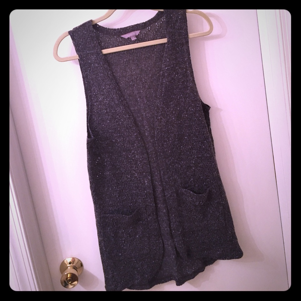 Rubbish Grey Marled Sleeveless Open Sweater Vest