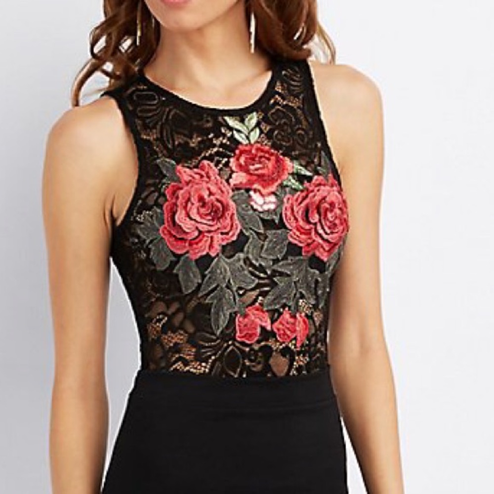 Embroidered Floral Lace bodysuit