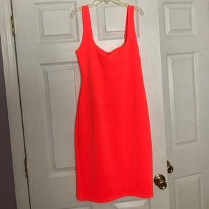 Misguided neon orange midi dress