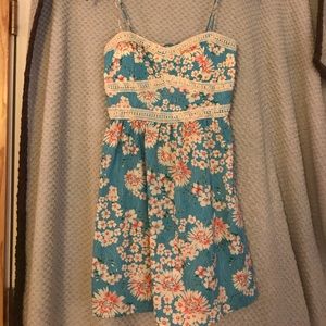 Floral print summer sun dress