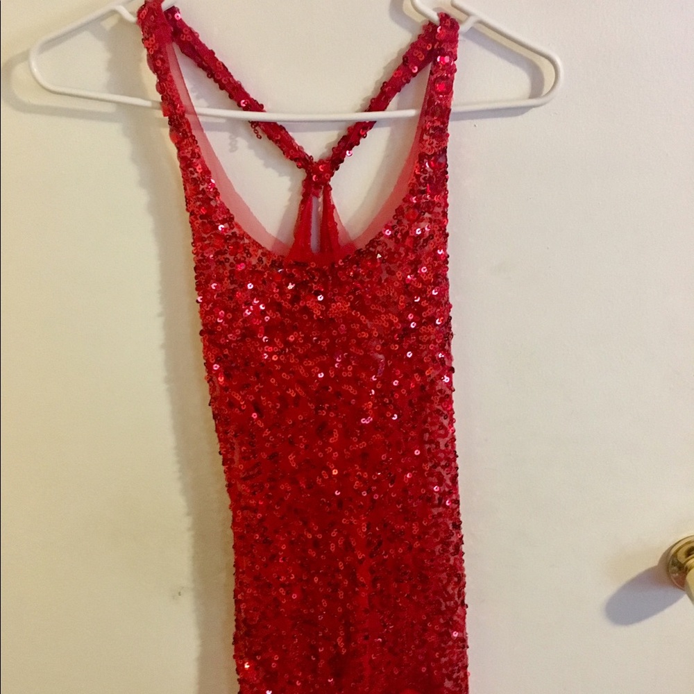 Red sequin tank