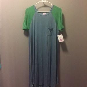 Heather blue and bright green Medium LulaRoe Carly