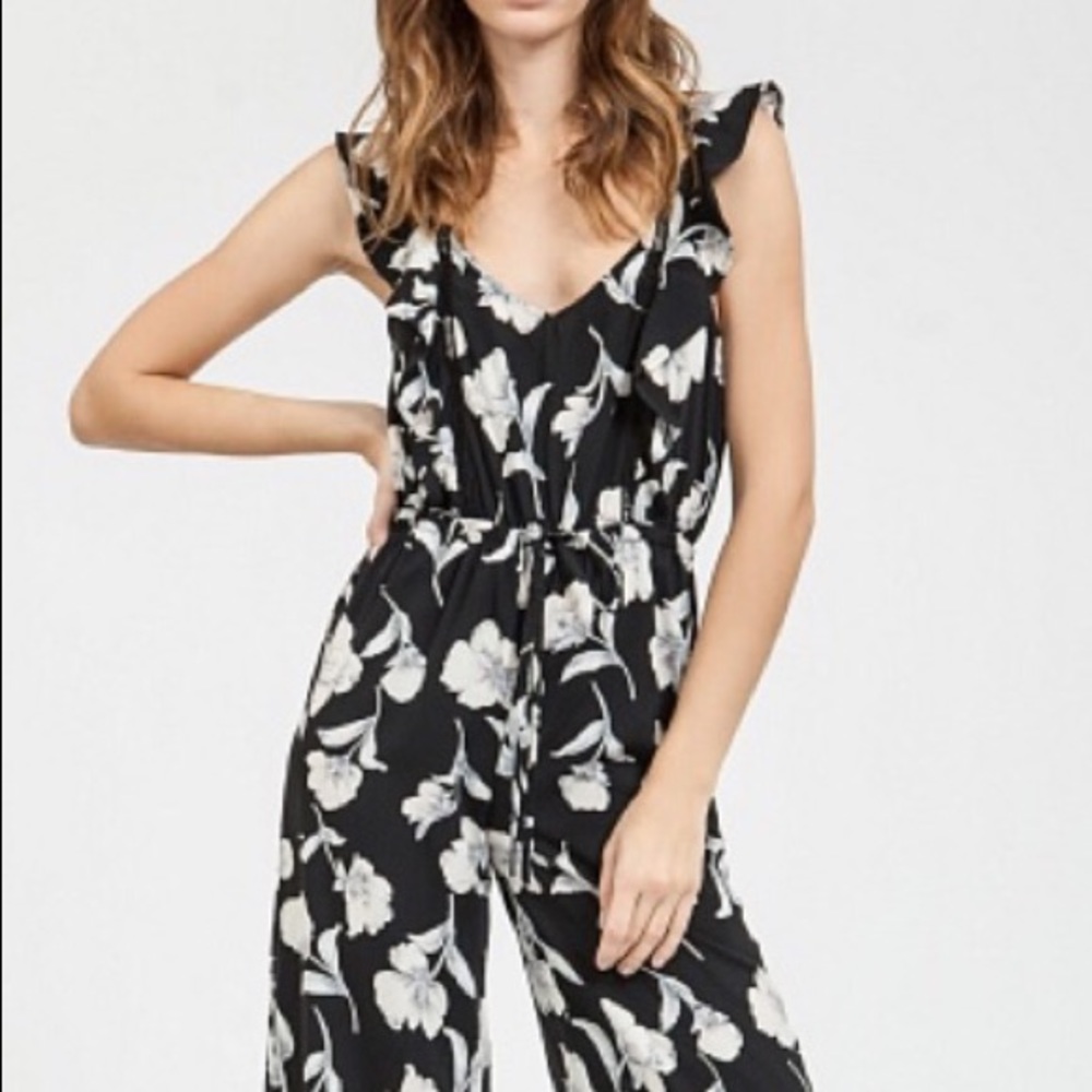 Black floral pant jumpsuit