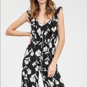 Black floral pant jumpsuit