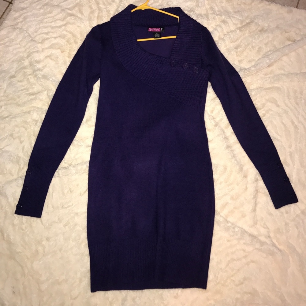 Purple sweater dress
