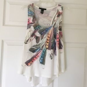 White tank with feather pattern