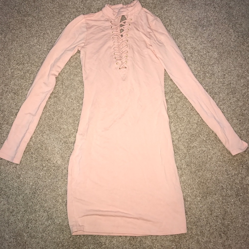 Light pink fitted material girl dress
