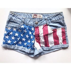 l.e.i American Flag Jean Shorts