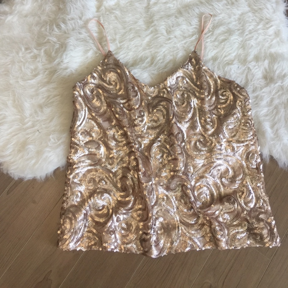 Mango top size L sequins rose gold - Picture 1 of 4