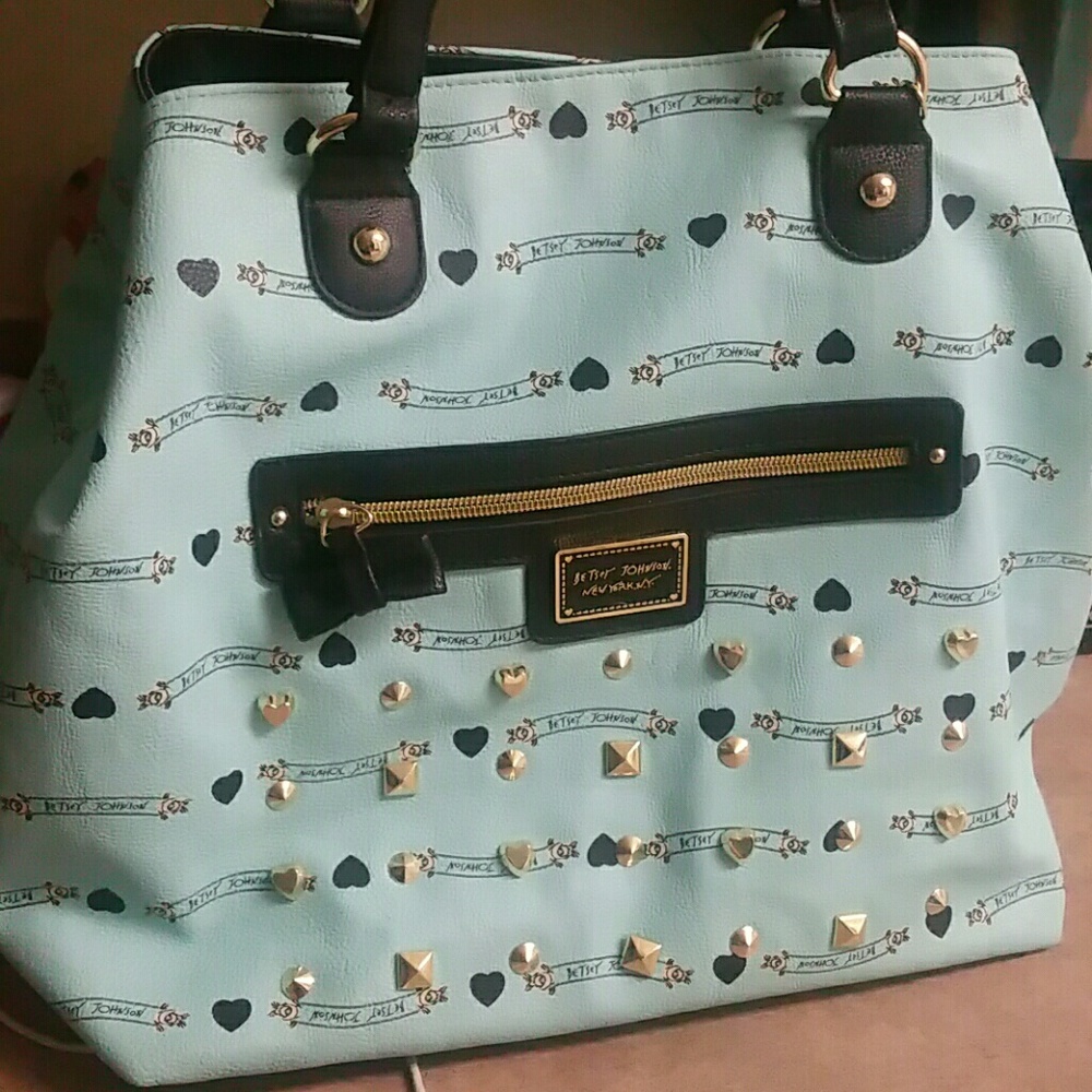 Betsey Johnson blue with gold studs purse