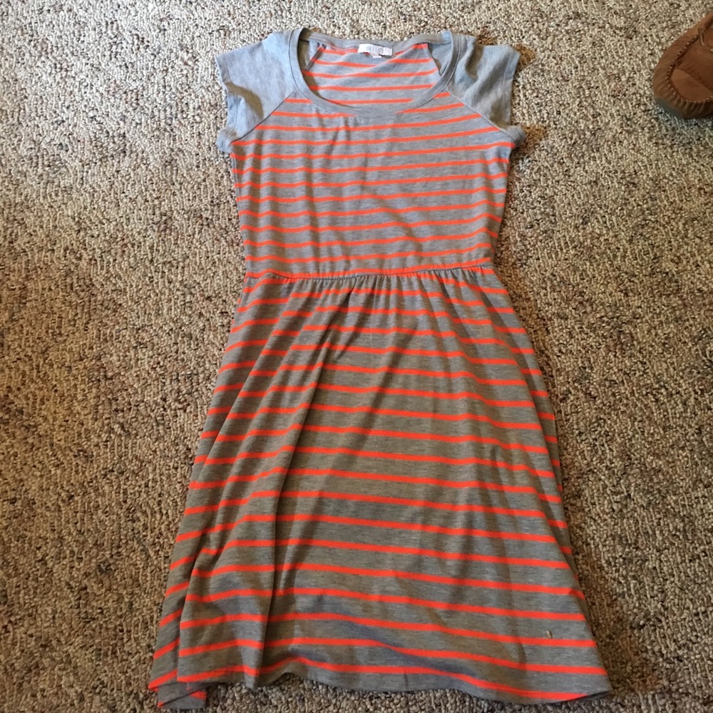 ORANGE AND GREY STRIPED DRESS