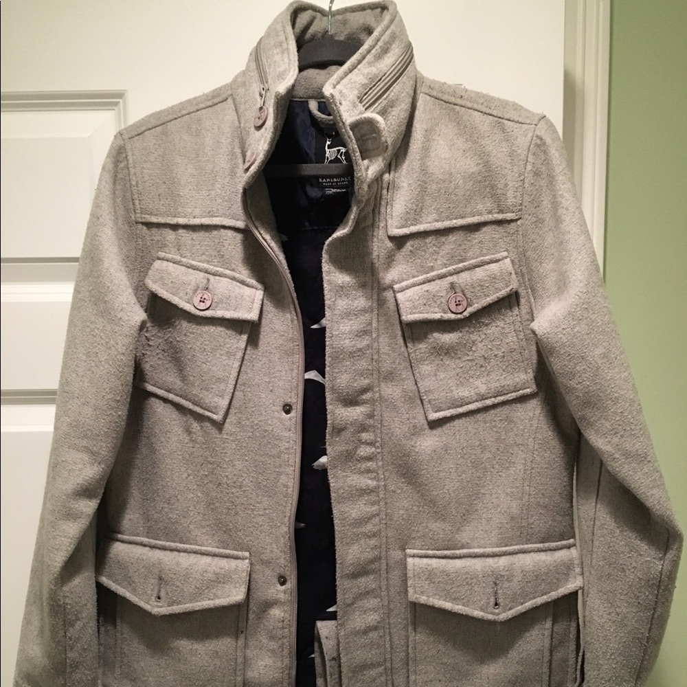Grey Jacket Coat - Button And Zip Up - image 1