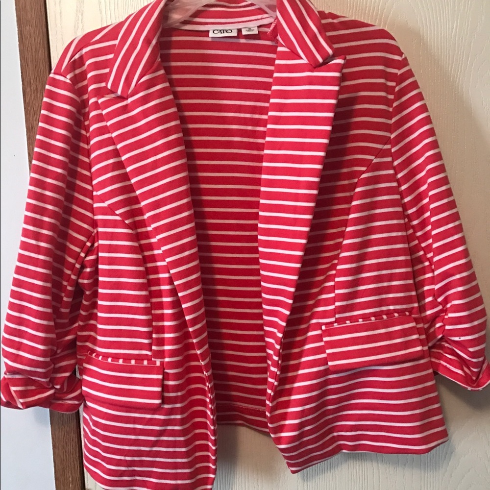 Coral and White Stripes Blazer