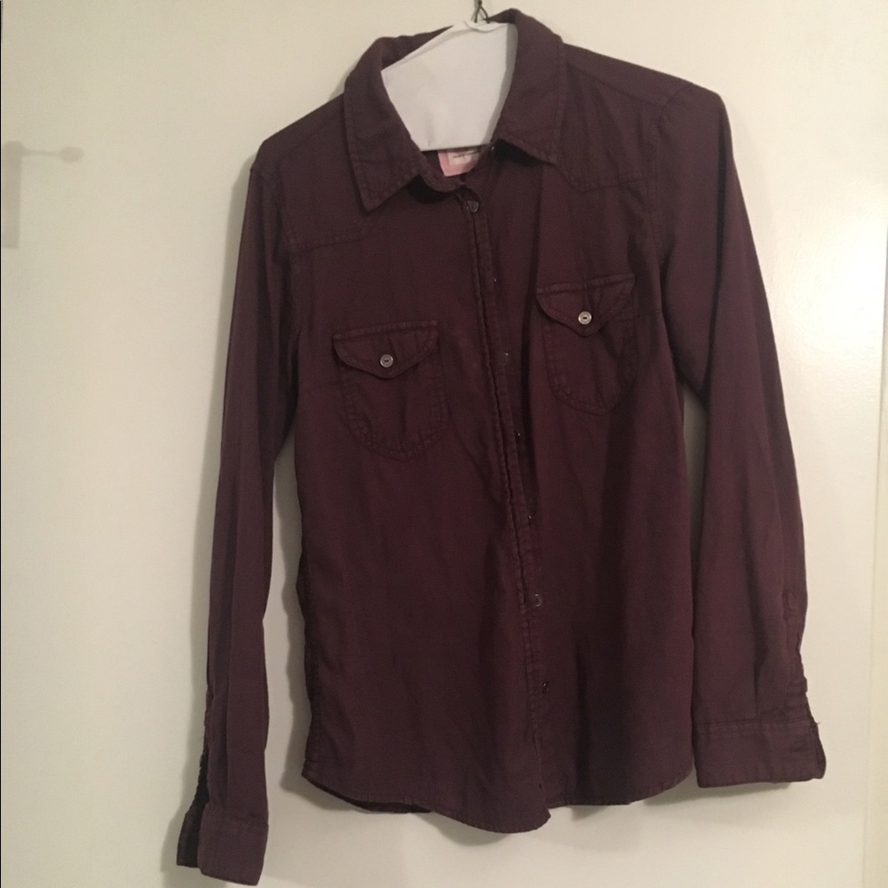 Maroon button down