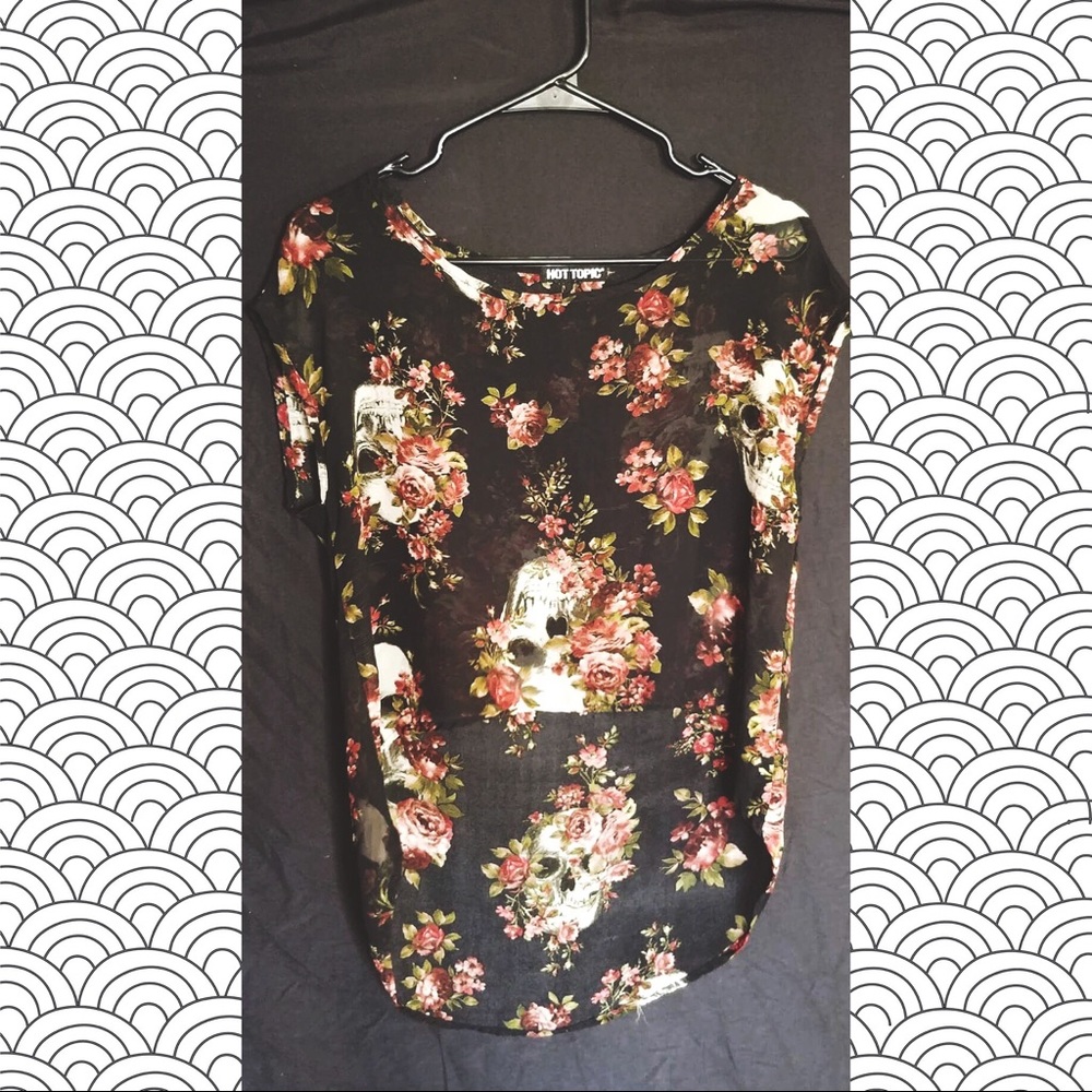 Sheer Black Skull Top - Hot Topic