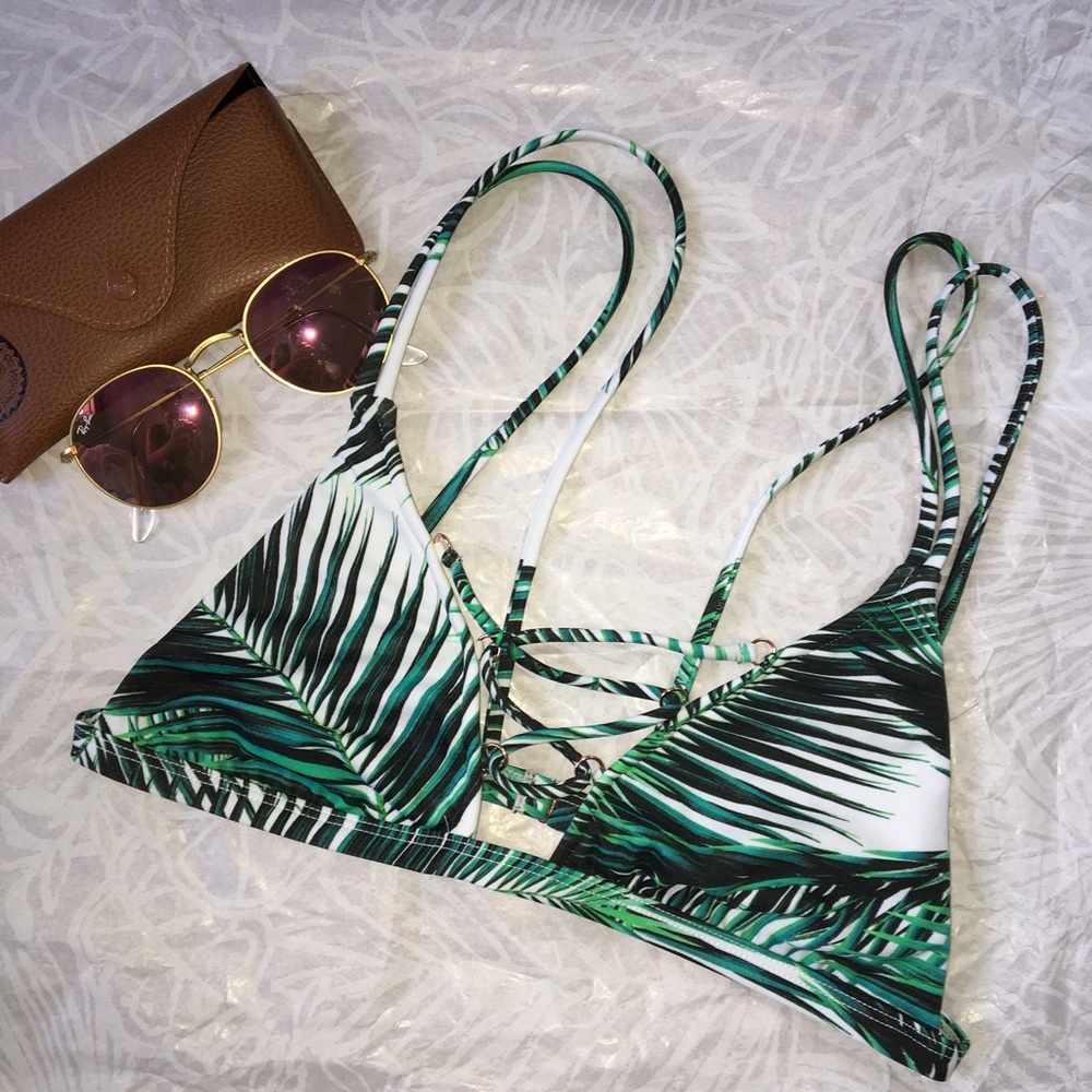 SOLD LA Hearts Tropical Print Strappy Bikini Top
