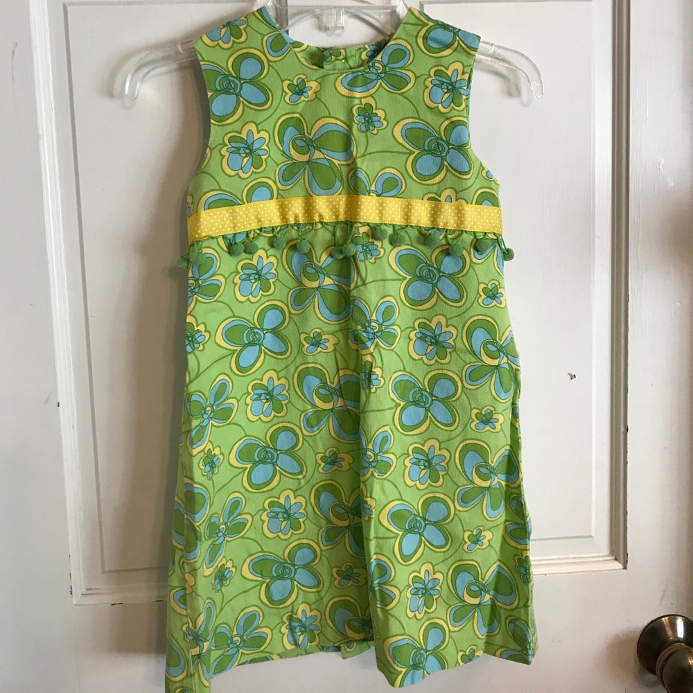 RAGSLAND girls blue/green A line dress, size 5