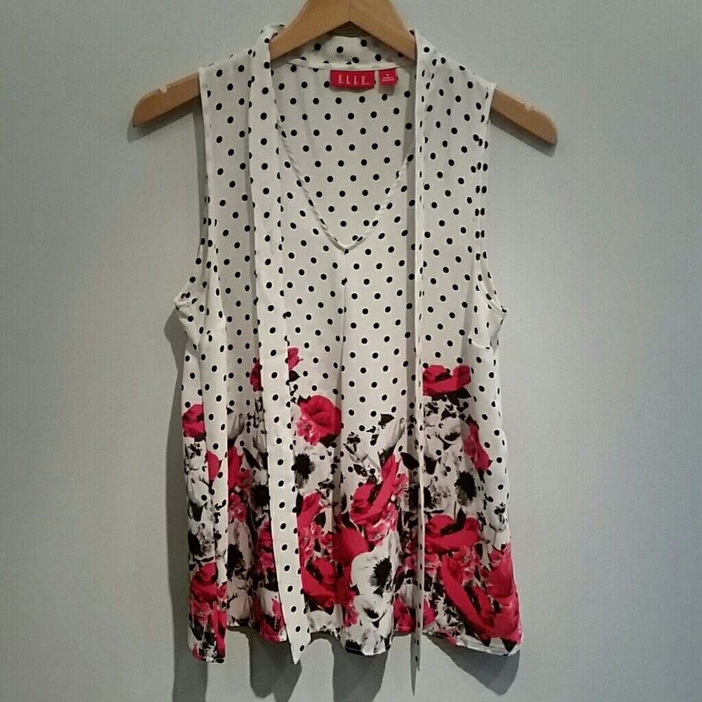 ELLE Polkadot & Floral Tank Blouse